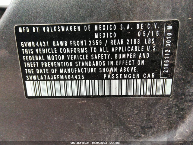 3VWLA7AJ5FM404425 Volkswagen Jetta Sedan 2.0l Tdi Se