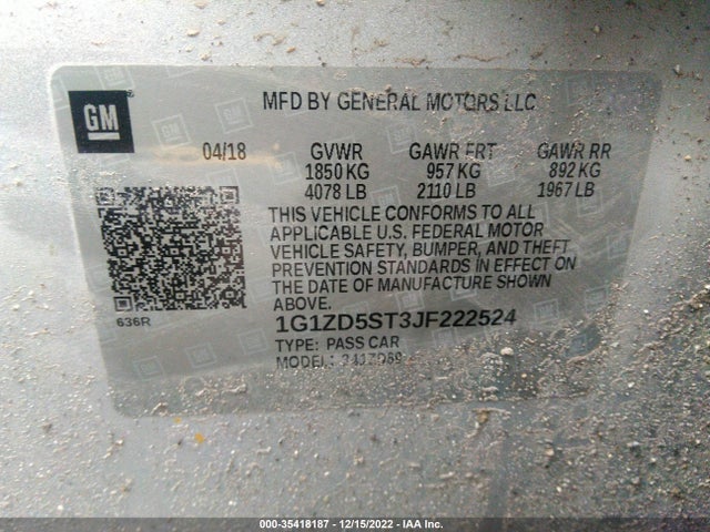 Chevrolet MALIBU LT 2018 1G1ZD5ST3JF222524 Image 9