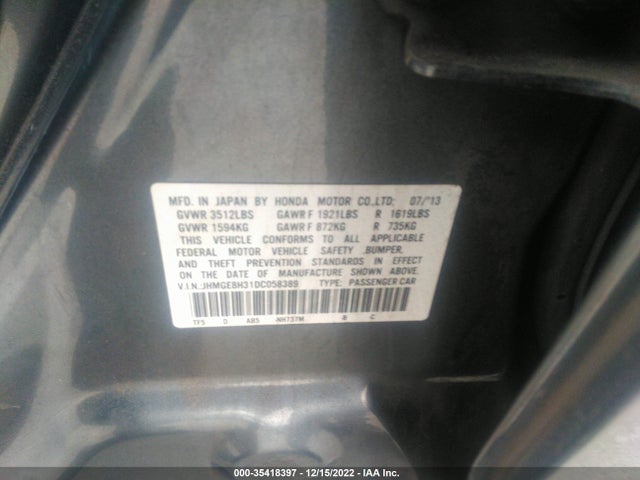 2013 HONDA FIT VIN: JHMGE8H31DC058389