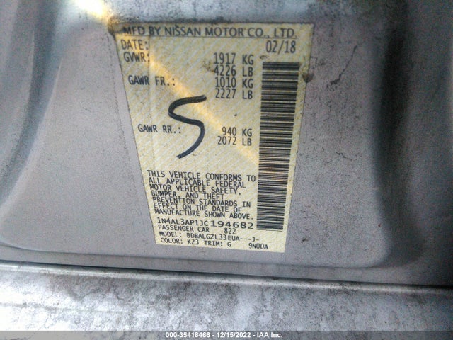 2018 Nissan Altima, VIN: 1N4AL3AP1JC194682