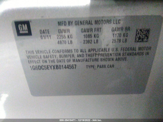 2011 CADILLAC CTS SEDAN VIN: 1G6DC5EYXB0144567