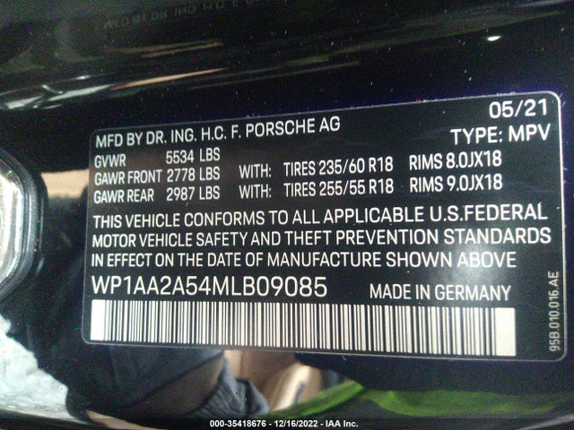 2021 Porsche Macan, VIN: WP1AA2A54MLB09085