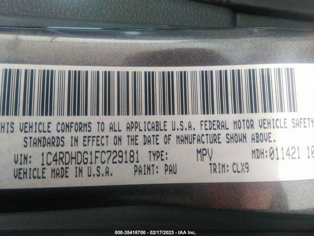 Dodge DURANGO LIMITED 2015 1C4RDHDG1FC729181 Image 9