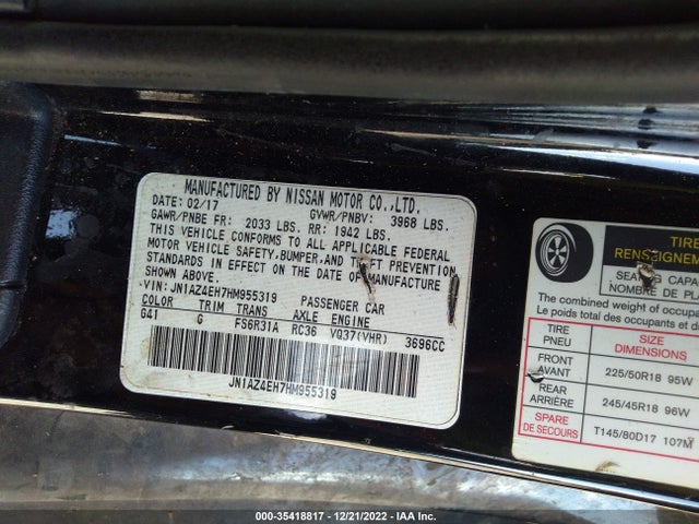 2017 Nissan Z, VIN: JN1AZ4EH7HM955319