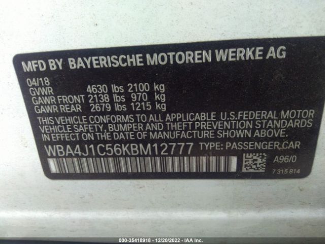 WBA4J1C56KBM12777 BMW 4 Series 430i