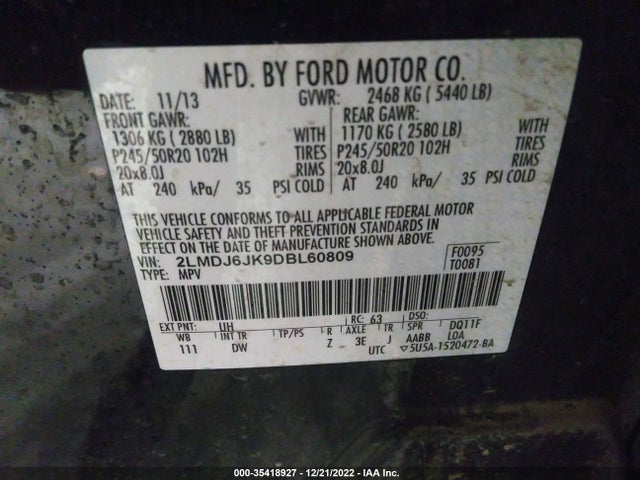 Lincoln MKX 2013 2LMDJ6JK9DBL60809 Image 10