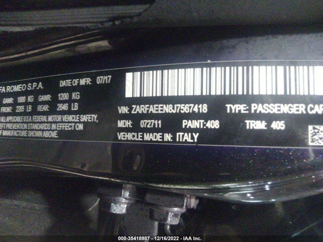 ZARFAEEN8J7567418 Alfa Romeo Giulia Ti Sport