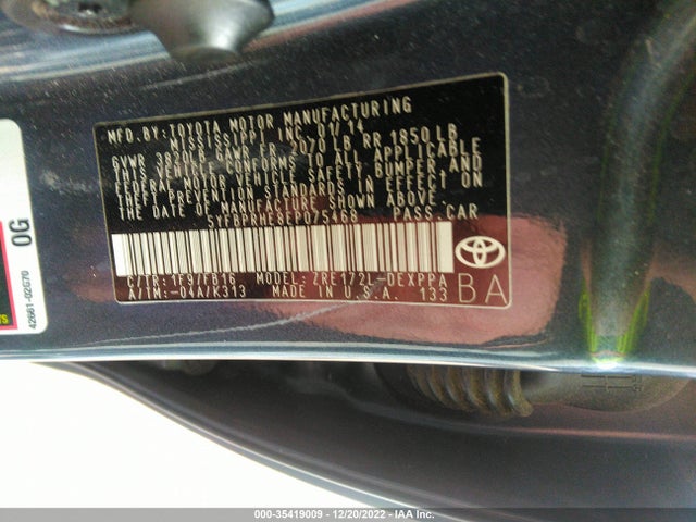 2014 TOYOTA COROLLA LE ECO VIN: 5YFBPRHE8EP075468
