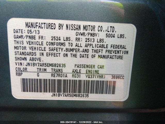 Продаж на аукціоні авто 2014 Infiniti Q50 Premium, vin: JN1BV7AR5EM682635, номер лоту: 35419141