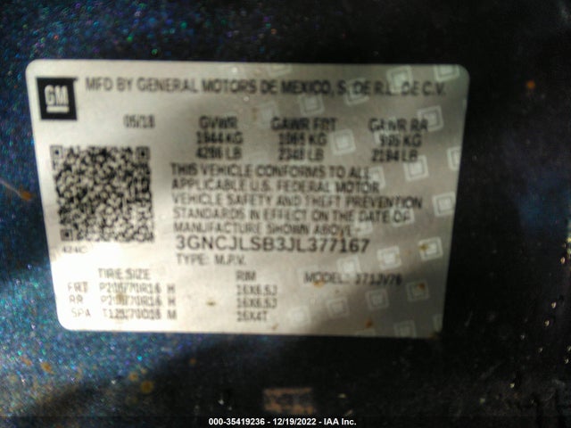 Chevrolet Trax Lt 2018 3GNCJLSB3JL377167 Image 9