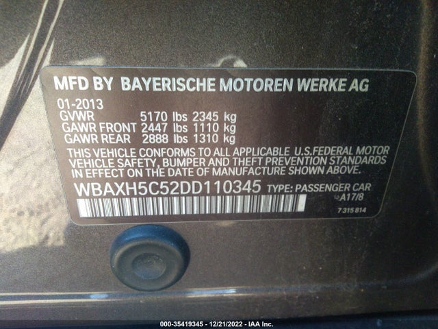 BMW 5 Series 528i Xdrive 2013 WBAXH5C52DD110345 Image 10