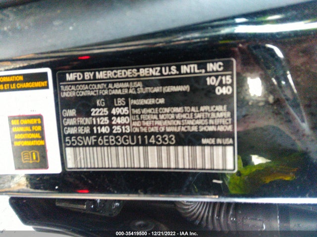 2016 Mercedes-Benz C-Class, VIN: 55SWF6EB3GU114333