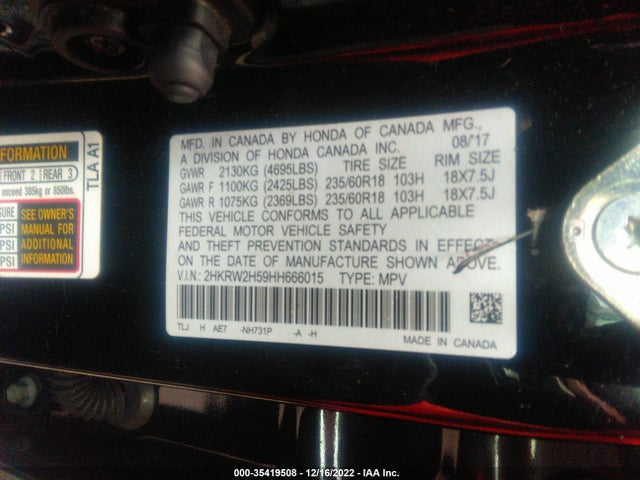 Honda CR-V EX 2017 2HKRW2H59HH666015 Image 9