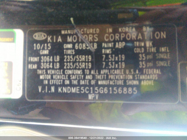 2016 Kia Sedona, VIN: KNDME5C15G6156885