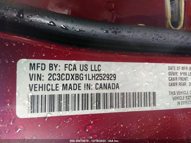 Dodge Charger Sxt 2020 2C3CDXBG1LH252929 Image 9