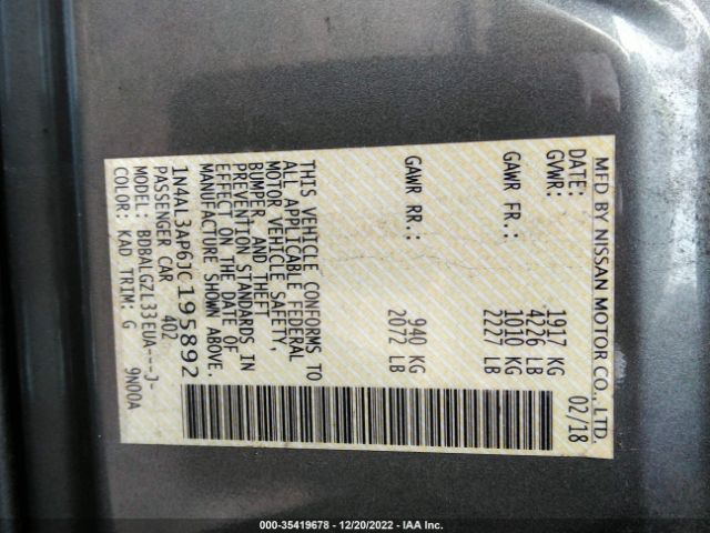 1N4AL3AP6JC195892 Nissan Altima 2.5 S