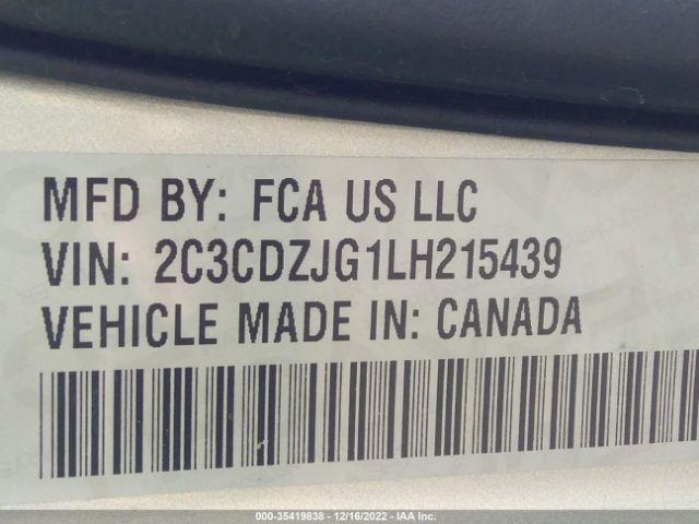 2C3CDZJG1LH215439 Dodge Challenger Gt