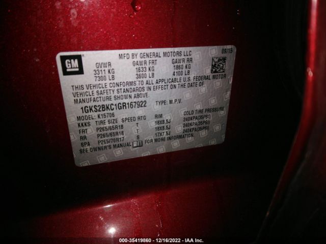 1GKS2BKC1GR167922 GMC YUKON SLT