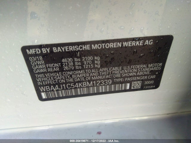 BMW 4 Series 430i 2019 WBA4J1C54KBM12339 Image 9