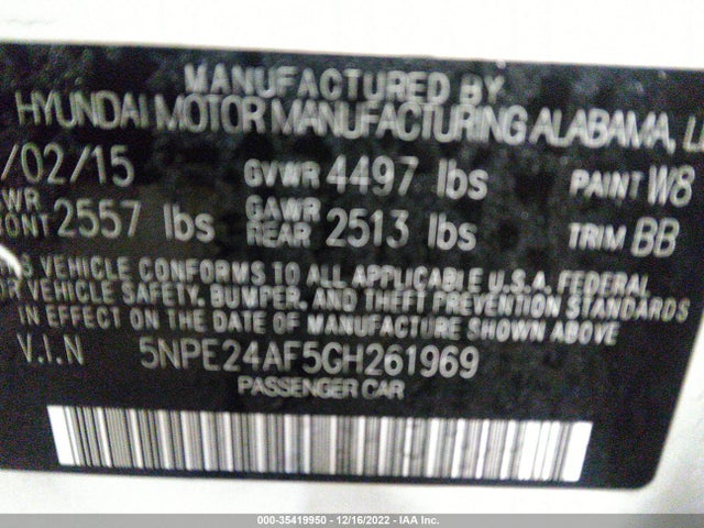 Hyundai Sonata 2.4l Se 2016 5NPE24AF5GH261969 Image 10