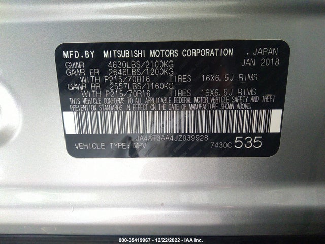 2018 Mitsubishi Eclipse, VIN: JA4AT3AA4JZ039928