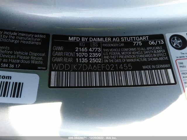 2014 Mercedes-Benz SL-Class, VIN: WDDJK7DA6EF021455