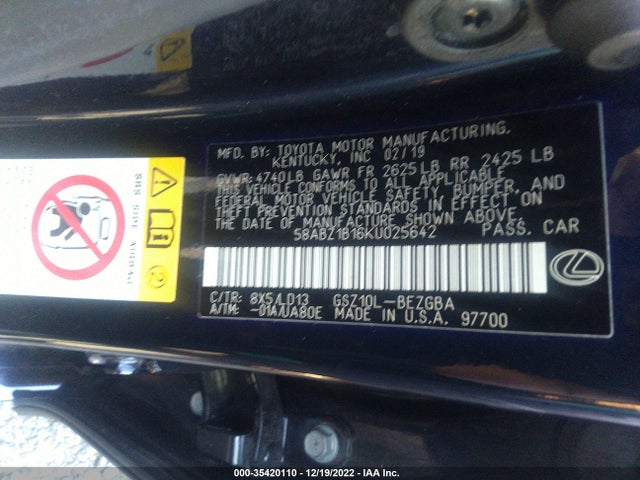 2019 Lexus ES, VIN: 58ABZ1B16KU025642
