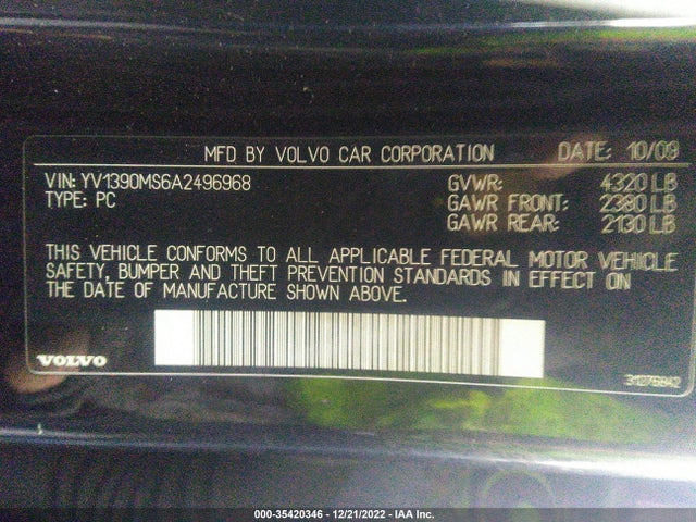YV1390MS6A2496968 Volvo S40