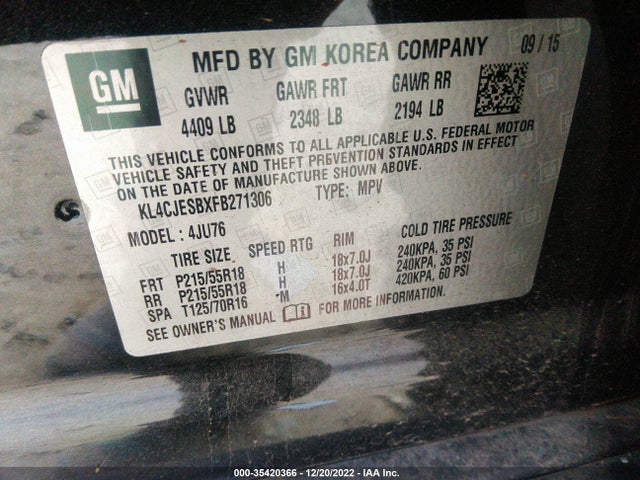 2015 Buick Encore, VIN: KL4CJESBXFB271306