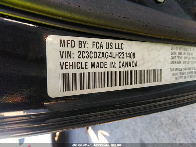 Dodge Challenger Sxt 2020 2C3CDZAG4LH231408 Image 9