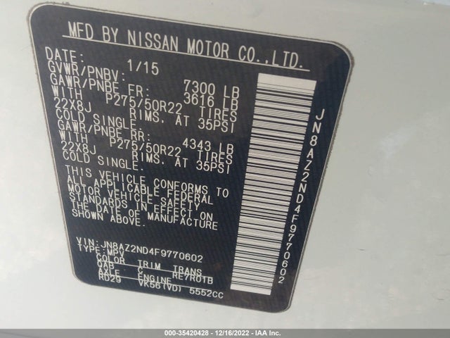 2015 Infiniti QX80, VIN: JN8AZ2ND4F9770602
