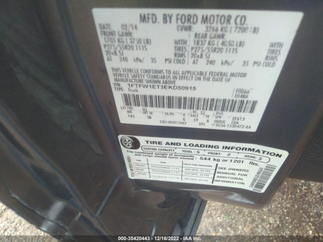 1FTFW1ET3EKD50915 Ford F-150 Xl/xlt/fx4/lariat