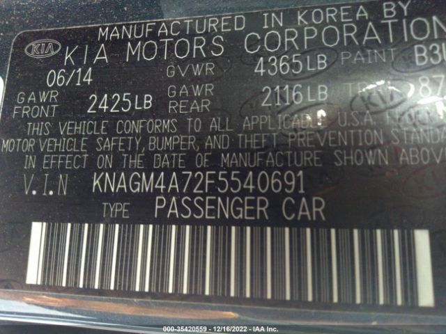 KNAGM4A72F5540691 KIA Optima Lx