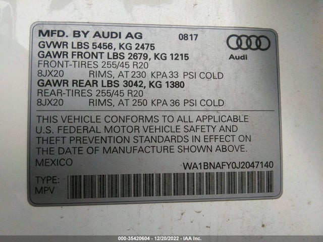 WA1BNAFY0J2047140 Audi Q5 Premium Plus