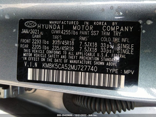 2021 Hyundai Kona, VIN: KM8K5CA52MU727740