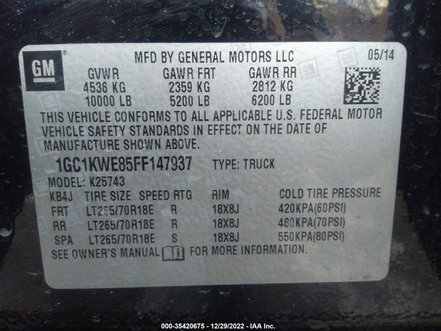 Chevrolet SILVERADO 2500HD 2015 1GC1KWE85FF147937 Image 9