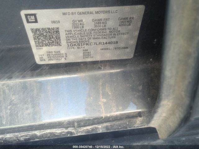 1GKS1FKC7LR144018 GMC Yukon Xl Sle