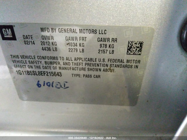 Chevrolet MALIBU LS 2014 1G11B5SL8EF215643 Image 10