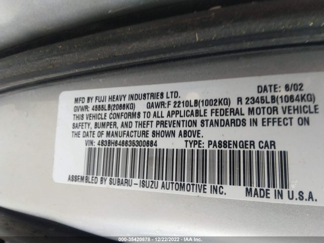 Subaru LEGACY WAGON 2003 4S3BH646635300684 Image 10