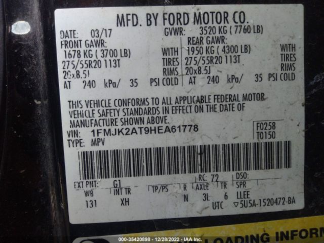 1FMJK2AT9HEA61778 Ford Expedition El Limited
