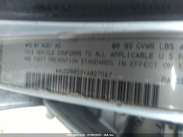 WAUDD68D3YA027647 Audi S4