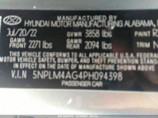 Hyundai ELANTRA SEL 2023 5NPLM4AG4PH094398 Image 10