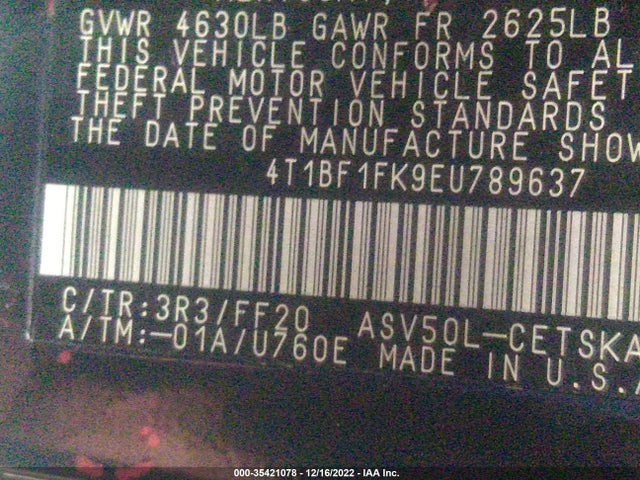Toyota CAMRY SE 2014 4T1BF1FK9EU789637 Image 9