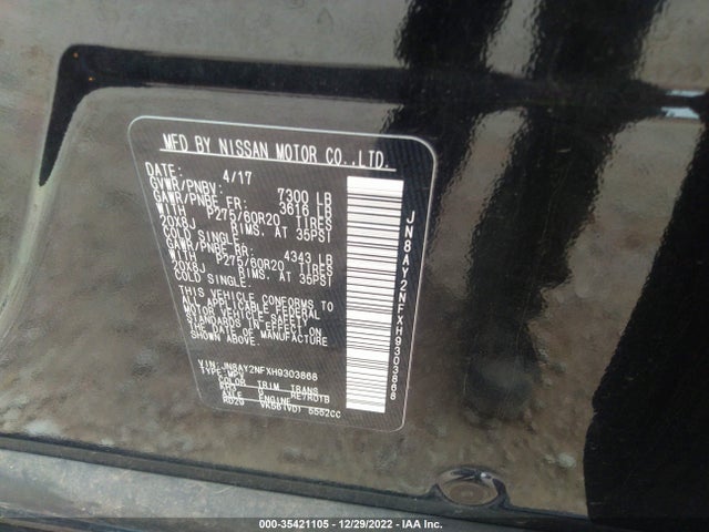2017 Nissan Armada, VIN: JN8AY2NFXH9303868