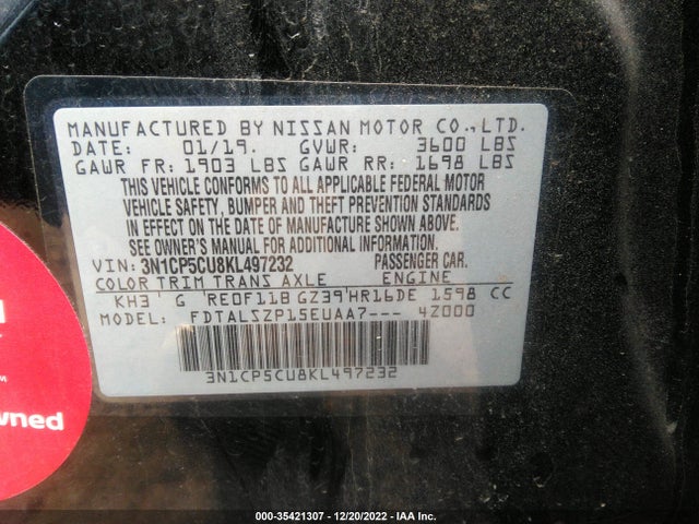 2019 Nissan Kicks, VIN: 3N1CP5CU8KL497232