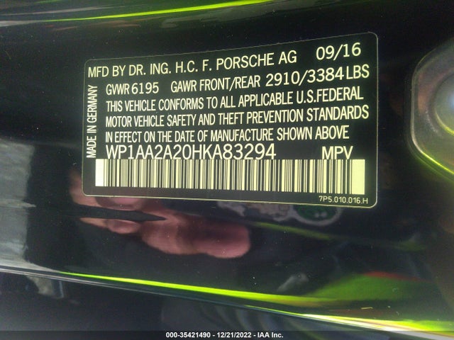 2017 Porsche Cayenne, VIN: WP1AA2A20HKA83294