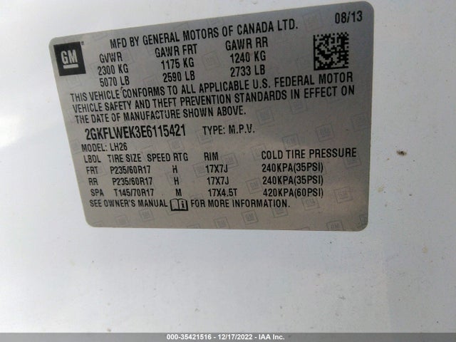 GMC Terrain Sle 2014 2GKFLWEK3E6115421 Image 9