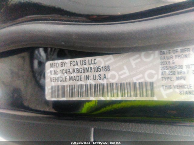 1C4RJKBG6M8105188 Jeep Grand Cherokee L Limited