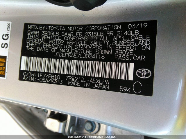Toyota COROLLA LE 2020 JTDEPRAE7LJ024116 Image 10