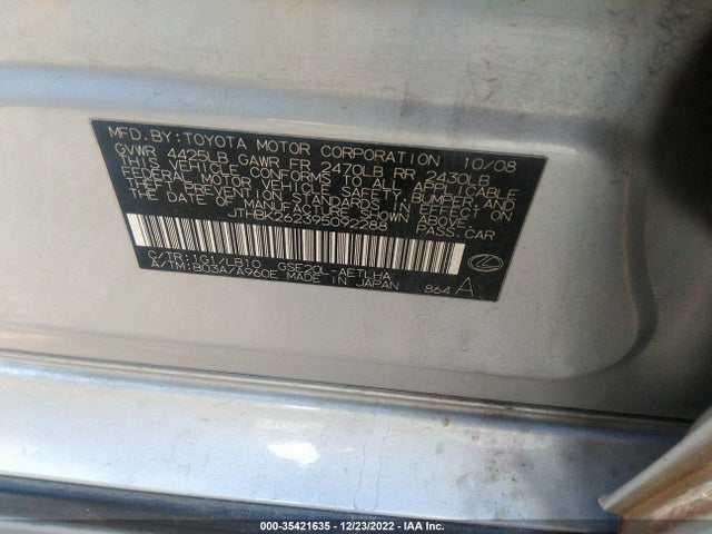 Lexus IS 250 2009 JTHBK262395092288 Image 10